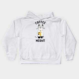 Caffeine Cat Comedian - Funny cat with coffee cup Kids Hoodie